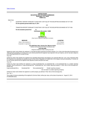 Thumbnail H&R Block
 10-Q Quarterly Report FY2015 