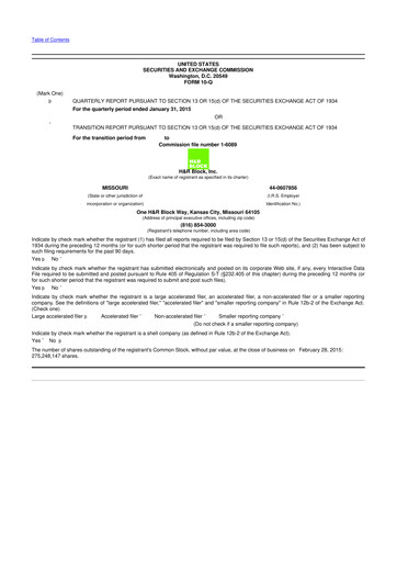 Thumbnail H&R Block
 10-Q Quarterly Report FY2015 
