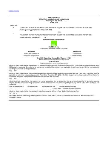 Thumbnail H&R Block
 10-Q Quarterly Report FY2016 