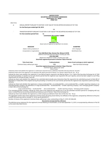 Thumbnail H&R Block
 10-K Annual Report 2019