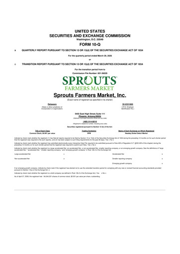 Thumbnail Sprouts Farmers Market 10-Q Quarterly Report FY 