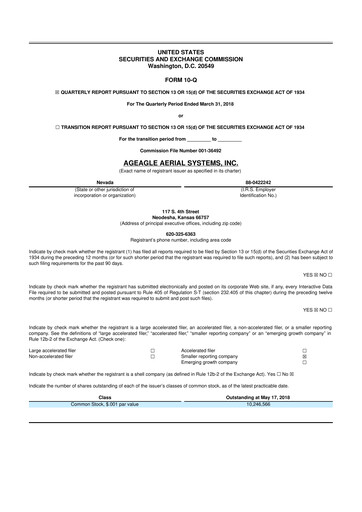 Thumbnail AgEagle Aerial Systems
 10-Q Quarterly Report FY 
