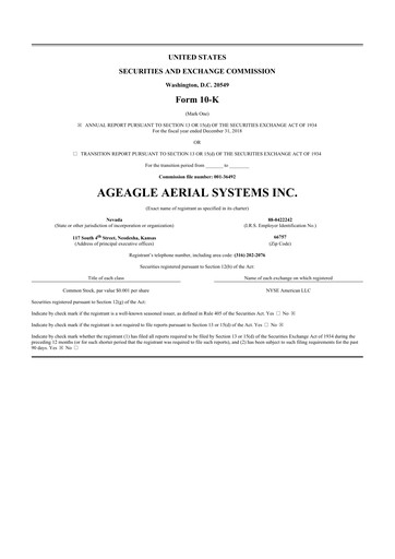 Thumbnail AgEagle Aerial Systems
 10-K Annual Report 2018