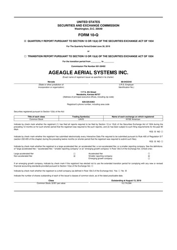 Thumbnail AgEagle Aerial Systems
 10-Q Quarterly Report FY 