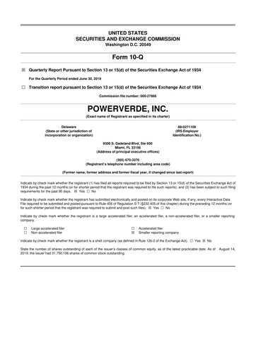 Miniature 374Water 10-Q Rapport trimestriel  