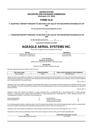 Thumbnail AgEagle Aerial Systems
 10-Q Quarterly Report FY 