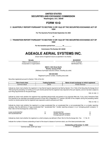 Thumbnail AgEagle Aerial Systems
 10-Q Quarterly Report FY 
