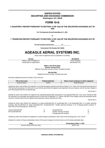 Thumbnail AgEagle Aerial Systems
 10-Q Quarterly Report FY 
