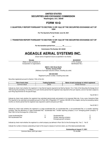 Thumbnail AgEagle Aerial Systems
 10-Q Quarterly Report FY 