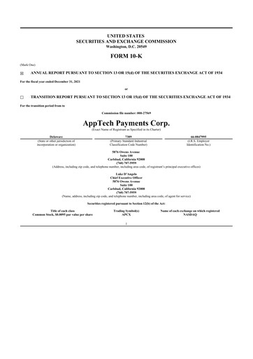 Thumbnail AppTech Payments 10-K Annual Report 2021