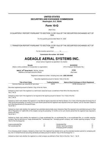 Thumbnail AgEagle Aerial Systems
 10-Q Quarterly Report FY 
