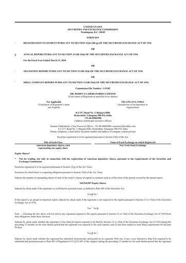 Thumbnail Dr. Reddy's Laboratories 20-F Annual Report 