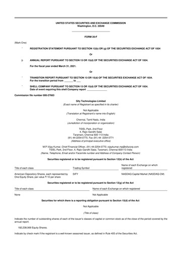 Thumbnail Sify Technologies 
 20-F Annual Report 2021