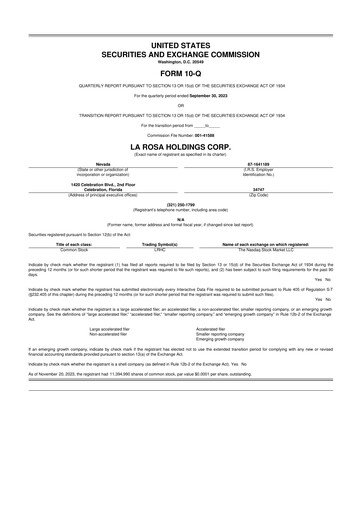 Thumbnail La Rosa Holdings 10-Q Quarterly Report FY2023 