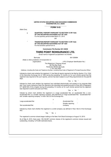 Thumbnail SiriusPoint  10-Q Quarterly Report FY2015 