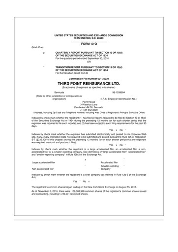 Thumbnail SiriusPoint  10-Q Quarterly Report FY2016 