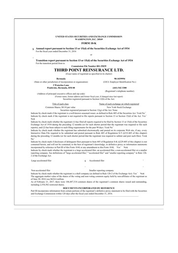 Thumbnail SiriusPoint  10-K Annual Report 2016