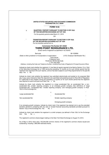 Thumbnail SiriusPoint  10-Q Quarterly Report FY2018 