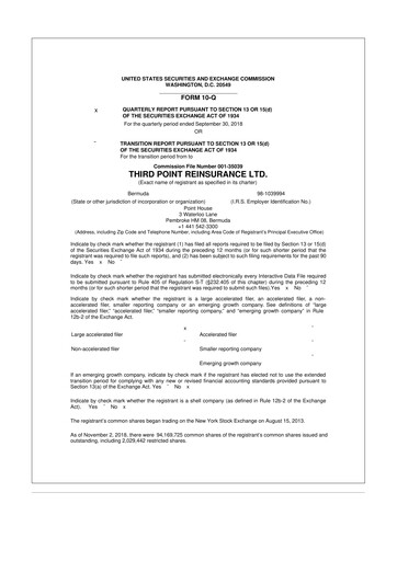 Thumbnail SiriusPoint  10-Q Quarterly Report FY2018 