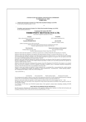 Thumbnail SiriusPoint  10-K Annual Report 2018