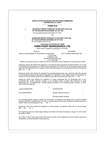 Thumbnail SiriusPoint  10-Q Quarterly Report FY2019 