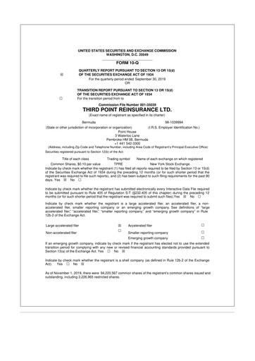 Thumbnail SiriusPoint  10-Q Quarterly Report FY2019 