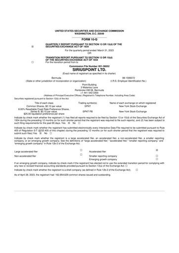 Thumbnail SiriusPoint  10-Q Quarterly Report FY2023 