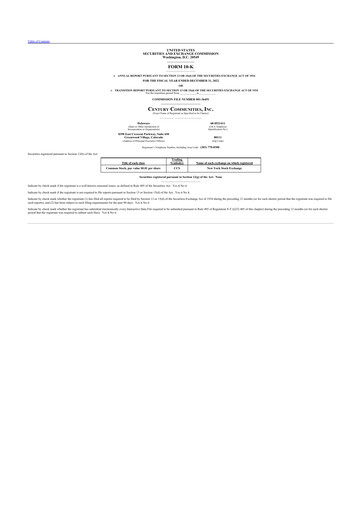 Thumbnail Century Communities
 10-K Annual Report 2022