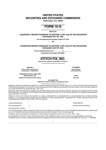 Thumbnail Stitch Fix
 10-Q Quarterly Report FY2019 