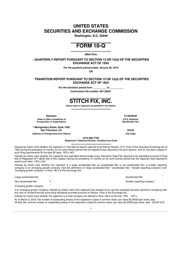 Thumbnail Stitch Fix
 10-Q Quarterly Report FY2019 