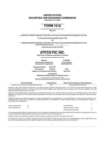 Thumbnail Stitch Fix
 10-Q Quarterly Report FY2020 
