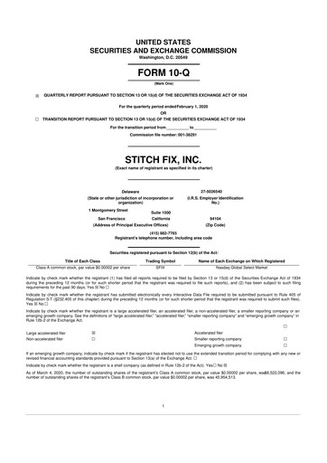 Thumbnail Stitch Fix
 10-Q Quarterly Report FY2020 