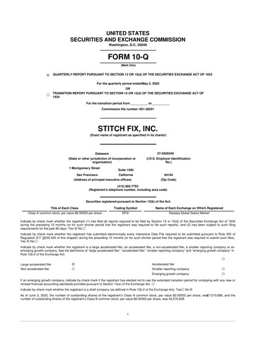 Thumbnail Stitch Fix
 10-Q Quarterly Report FY2020 