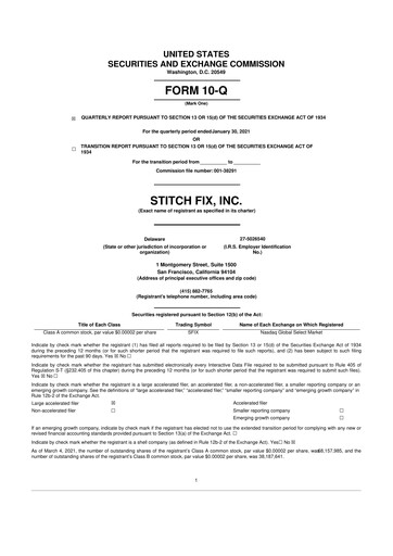 Thumbnail Stitch Fix
 10-Q Quarterly Report FY2021 