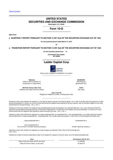 Thumbnail Ladder Capital
 10-Q Quarterly Report FY2015 