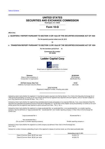 Thumbnail Ladder Capital
 10-Q Quarterly Report FY2015 