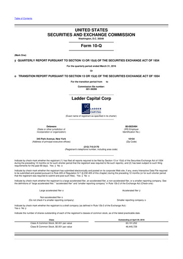 Thumbnail Ladder Capital
 10-Q Quarterly Report FY2016 