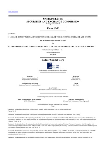 Thumbnail Ladder Capital
 10-K Annual Report 2016