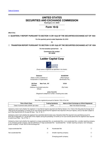 Thumbnail Ladder Capital
 10-Q Quarterly Report FY2019 