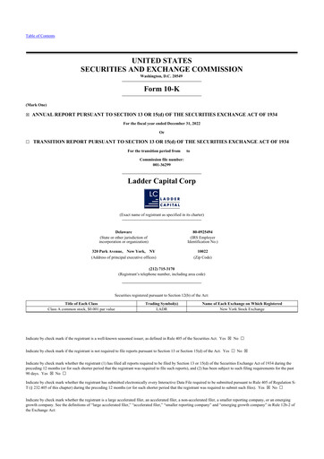 Thumbnail Ladder Capital
 10-K Annual Report 2022