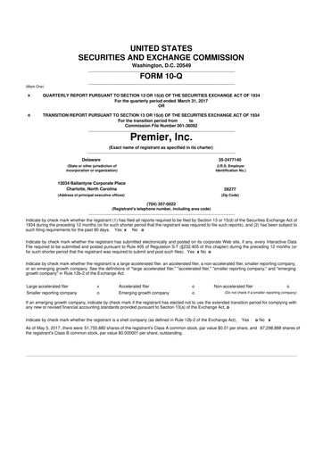Thumbnail Premier 10-Q Quarterly Report FY2017 