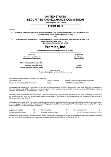 Thumbnail Premier 10-Q Quarterly Report FY2020 