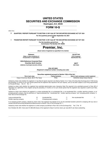 Thumbnail Premier 10-Q Quarterly Report FY2022 