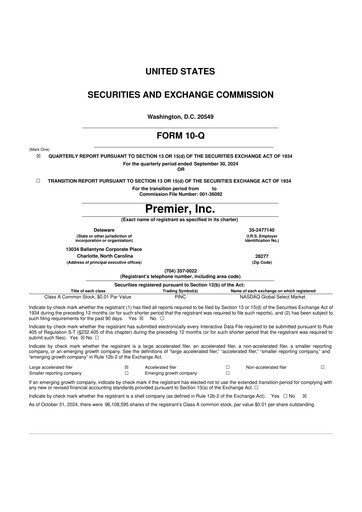 Thumbnail Premier 10-Q Quarterly Report FY2025 