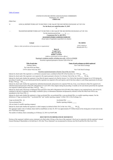 Thumbnail Allegion
 10-K Annual Report 2015