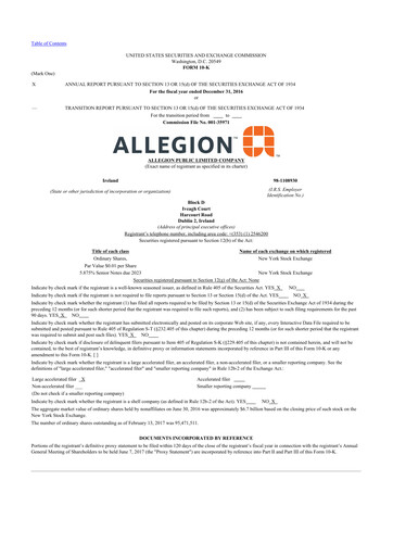 Thumbnail Allegion
 10-K Annual Report 2016