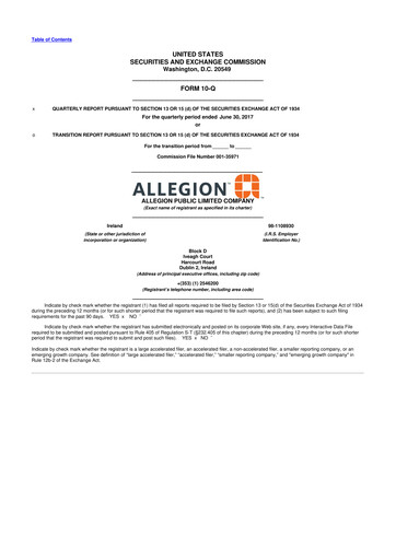 Vorschaubild Allegion
 10-Q Quartalsbericht 2017 