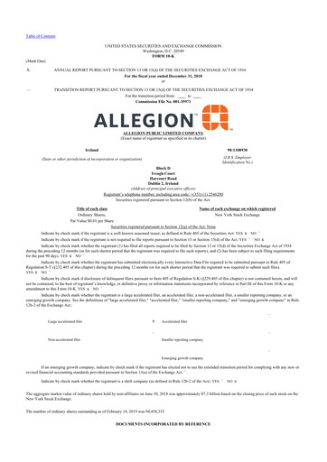 Thumbnail Allegion
 10-K Annual Report 2018