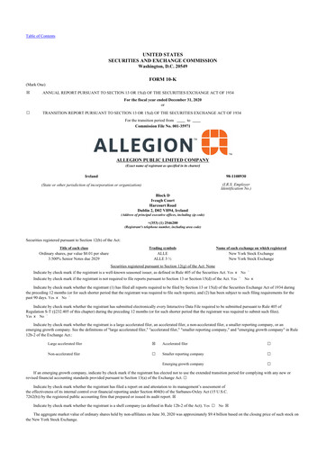 Thumbnail Allegion
 10-K Annual Report 