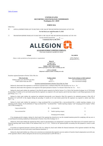 Thumbnail Allegion
 10-K Annual Report 